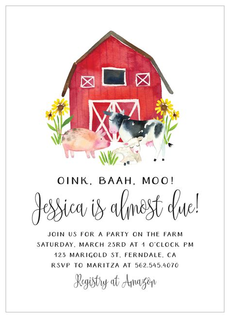 farm baby shower invitations